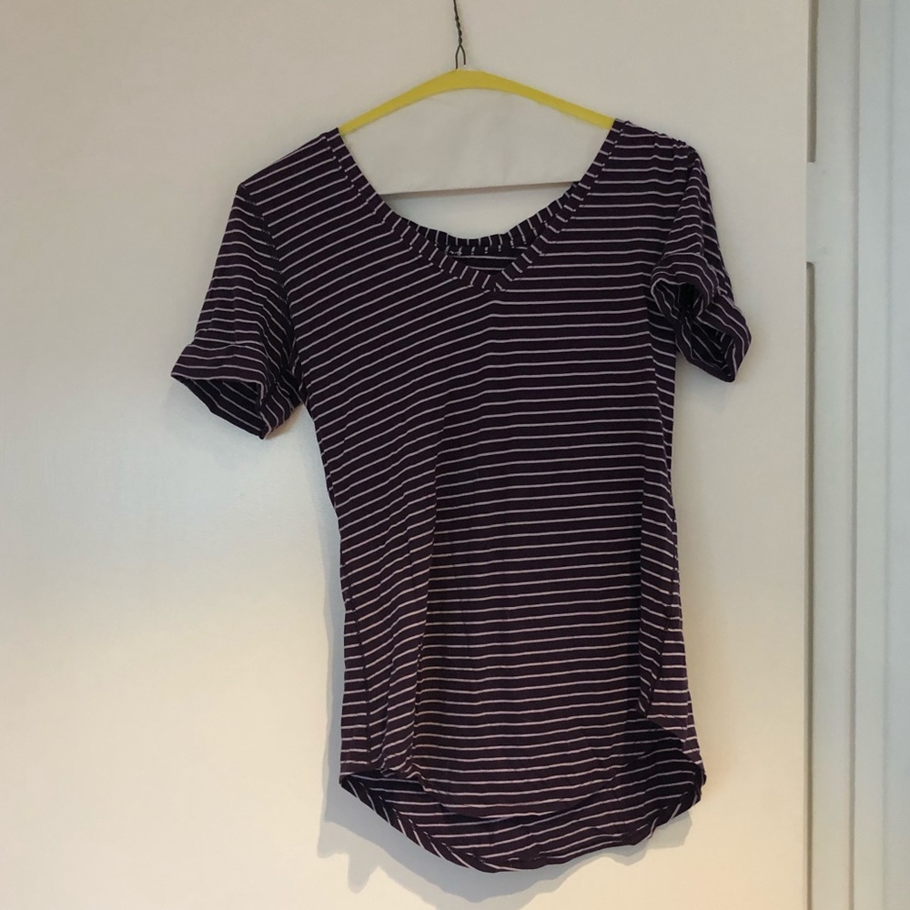 Dark purple and lavender striped Lululemon shirt